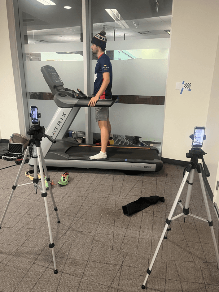 Treadmill and two camera motion capture system